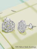 wholesale 925 Sterling Silver Celtic Knot Tree of Life Heart Stud Earrings - Irish  for Women-0-3