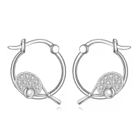 wholesale 925 Sterling Silver Metal Sports Hoops with Crystal Balls - Soccer Baseball Tennis  for Her-Tennis Earrings