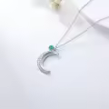 TOUPOP Sterling Silver Blue Topaz Moon Necklace December Birthstone Pendant-0-4