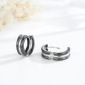 wholesale Triple-Layer 925 Sterling Silver Hoop Earrings with Black Ceramic and Rhodium Plating - Mens Fashion s for Dad-0-1