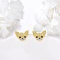 wholesale 925 Sterling Silver Dog Stud Earrings with Cubic Zirconia Puppy s for Women-0-1