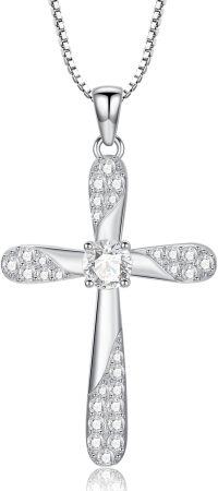 wholesale 925 Sterling Silver 925 with White Cubic Zirconia Cross Pendant Necklace for Women-1-Multi-Diamond Cross Necklace