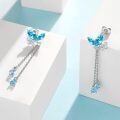 TOUPOP 14K Gold Blue Topaz Butterfly Dangle Tassel Earrings for Women-0-4
