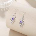 wholesale 925 Sterling Silver Celtic Knot Purple Crystal Drop Earrings-0-2
