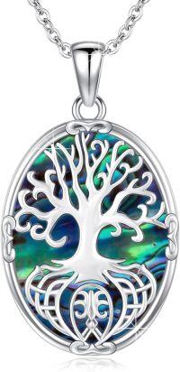 wholesale 925 Sterling Silver Abalone Shell Tree of Life Necklace for Mom - Symbolizes Growth, Strength & Rebirth - Adjustable 18+2 Chain - Perfect Mother's Day Gift-Silver