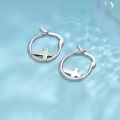wholesale 925 Sterling Silver Opal Cross Hoop Earrings - Religious Christian Jewelry for Women and Men-0-4