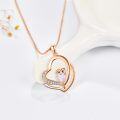 wholesale 925 Sterling Silver Pink Opal Owl in Heart Pendant Necklace for Women Girls Gifts-0-1