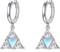 wholesale 925 Sterling Silver Triangle Cut Opalite Cubic Zirconia Huggie Hoop Earrings-Triangle