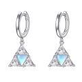 wholesale 925 Sterling Silver Triangle Cut Opalite Cubic Zirconia Huggie Hoop Earrings-0-0