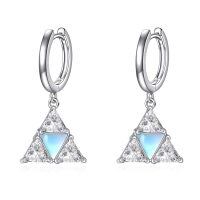 wholesale 925 Sterling Silver Triangle Cut Opalite Cubic Zirconia Huggie Hoop Earrings-Triangle