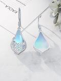 wholesale 925 Sterling Silver Peacock Teardrop Moonstone Leverback Earrings for Women-0-3