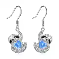 wholesale 925 Sterling Silver Blue Crystal Sloth Dangle Drop Earrings Wholesale for Women Girls Gifts Jewelry Accessories 4cm Long-0-0