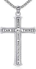 wholesale Sterling Silver Men s Cross Necklace Catholic Faith Pendant Christian Jewelry Gifts-0-0