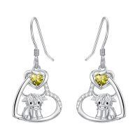 wholesale 925 Sterling Silver Heart Ox Earrings Wholesale With Red Gemstones-08-Aug-Peridot