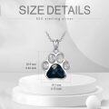 wholesale S925 Sterling Silver Paw Print Necklace with Gemstone Chips for Women, Adjustable Pet Memorial Jewelry Gift, 18+2 Chain, 21x19.3mm Charm-0-4