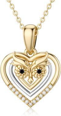wholesale 14K Gold Crystal Owl in Heart Shape Pendant Necklace - Gifts for Her-Style A