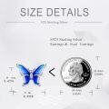 wholesale 925 Sterling Silver Blue Enamel Butterfly Stud Earrings for Women Girls Hypoallergenic -0-1