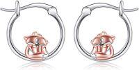 wholesale 925 Sterling Silver Fox Hoop Earrings - Adorable Gifts for Her Him-Fox