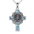 wholesale 925 Sterling Silver Saint Michael Celtic Cross Abalone Shell Pendant Necklace-0-0