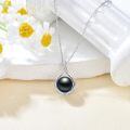 wholesale 925 Sterling Silver Black Tahitian Pearl Pendant Necklace with Cubic Zirconia Accents - Infinity Design 10mm 18+2 Chain Gift for Valentine's & Mother¡¯s Day-0-1