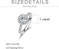 wholesale TOUPOP 1ct Moissanite Engagement Wedding Ring For Woman 14k White Gold Plated Ring For Women D Color Vvs1 Round Diamond Promise Rings Anniversary Birthday Valentine's Day Gifts For Wife Girlfriend Bride -0-3