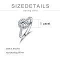 TOUPOP 14k White Gold Plated Moissanite Ring D VVS1 Round-0-3