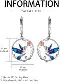 wholesale 925 Sterling Silver Enamel Hummingbird Leverback Drop Dangle Earrings Gift-0-4