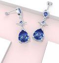 wholesale 925 Sterling Silver Teardrop Sapphire Star Drop Dangle Earrings for Women's Anniversary Gift-0-3