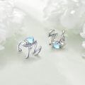 wholesale 925 Sterling Silver Frog Shape Moonstone Clip-On Cartilage Ear Cuffs for Men & Women - Vintage Style Non-Pierced Studs-0-3