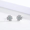 wholesale 925 Sterling Silver Celtic Knot Green CZ Studs - Irish Shamrock Earrings-0-1