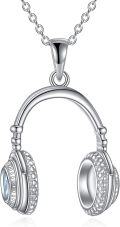 wholesale 925 Sterling Silver Headphones Shape Pendant Necklaces for Women Girls  Idea-0-0
