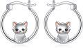 wholesale 925 Sterling Silver Cat Huggie Hoop Earrings for Women Girls-0-0