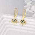 wholesale Gold 925 Sterling Silver Evil Eye Dangle Drop Earrings with Blue and Black Stones s for Women & Girls-0-1