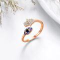 wholesale TOUPOP Mothers Day Gifts For Mom Evil Eye Hamsa Hand Rings For Women S925 Sterling Silver Sapphire Spiritual Turkish Adjustable Wrap Open Rings Amulet Jewelry Protection Lucky Gifts -0-3