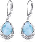 wholesale 925 Sterling Silver Teardrop Opal Larimar Leverback Drop Earrings for Women Gifts-0-0