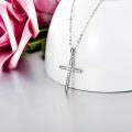 wholesale 14K White Gold 0.09 ct Diamond Cross Pendant Necklace for Women-0-2
