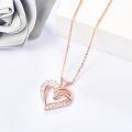 wholesale Rose Gold 925 Sterling Silver Square Crystal Heart Pendant Necklace for Women-0-2