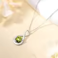 TOUPOP Sterling Silver Peridot Infinity Love Moon Necklace-0-4