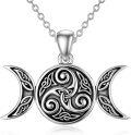 wholesale 925 Sterling Silver Triple Moon Goddess Celtic Knot Pendant Necklace-0-0