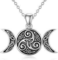 wholesale 925 Sterling Silver Triple Moon Goddess Celtic Knot Pendant Necklace-Triple Moon Goddess