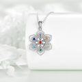 wholesale 925 Sterling Silver Multi-Color Crystal Lotus Flower Pendant Necklace-0-4