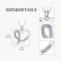 wholesale 925 Sterling Silver Heart-Shaped Survivor Ribbon Pendant Necklace with Pink Stones-0-4