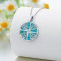 wholesale 925 Sterling Silver Turquoise Celtic Knot Cross Pendant Necklace for Women Gifts-0-2