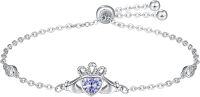 wholesale 925 Sterling Silver Birthstone Claddagh Bracelet for Women Irish Jewelry Gifts-June-Alexandrite