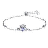 wholesale 925 Sterling Silver Birthstone Claddagh Bracelet for Women Irish Jewelry Gifts-June-Alexandrite
