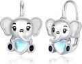 wholesale 925 Sterling Silver Elephant Heart Studs for Kids and Teens - Animal Themed Earings with Blue Stone Accents-0-0