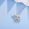 wholesale 925 Sterling Silver Elephant Pendant with Blue Crystal Eyes and Floral Design - Unique Animal  for Her-0-4