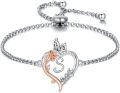 wholesale TOUPOP Rose Heart Bracelet For Women Sterling Silver Butterfly Initial S Letter Link Bracelet Anniversary Birthday Christmas Jewelry Gifts For Her Wife Girlfriend, Large -0-0