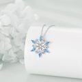 wholesale 925 Sterling Silver Snowflake Blue Crystal Pendant Necklace for Women Gifts-0-2