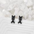 wholesale 925 Sterling Silver Hypoallergenic Cute Dog Stud Earrings - Black French Bulldog-0-2